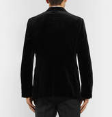 Thumbnail for your product : Alexander McQueen Slim-Fit Embellished Silk Grosgrain-Trimmed Cotton-Velvet Blazer
