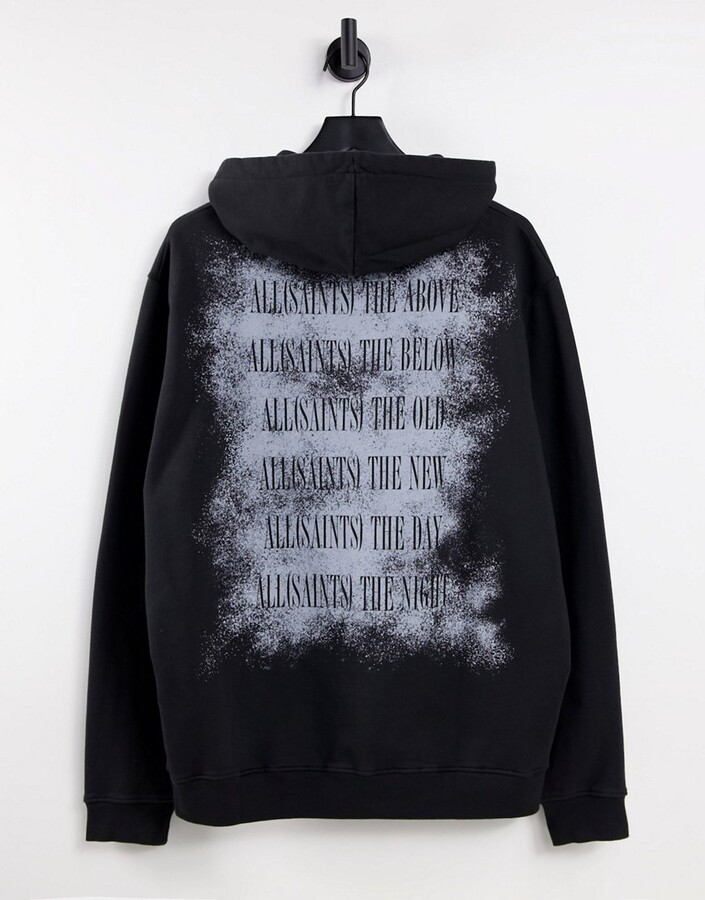 AllSaints shadow stamp overhead hoodie in black - ShopStyle