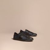 Thumbnail for your product : Burberry Check Detail Leather Trainers