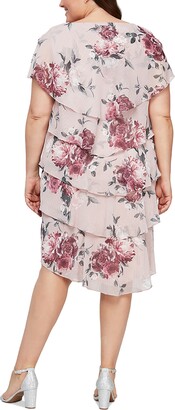 SL Fashions Plus Size Floral-Print Tiered Dress