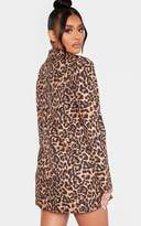 Thumbnail for your product : PrettyLittleThing Brown Leopard Print Boxy Oversized Blazer Dress