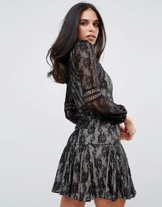 Forever Unique Lace Long Sleeve Smock Dress
