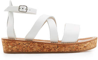 K. Jacques Leather Sandals with Espadrille Wedge