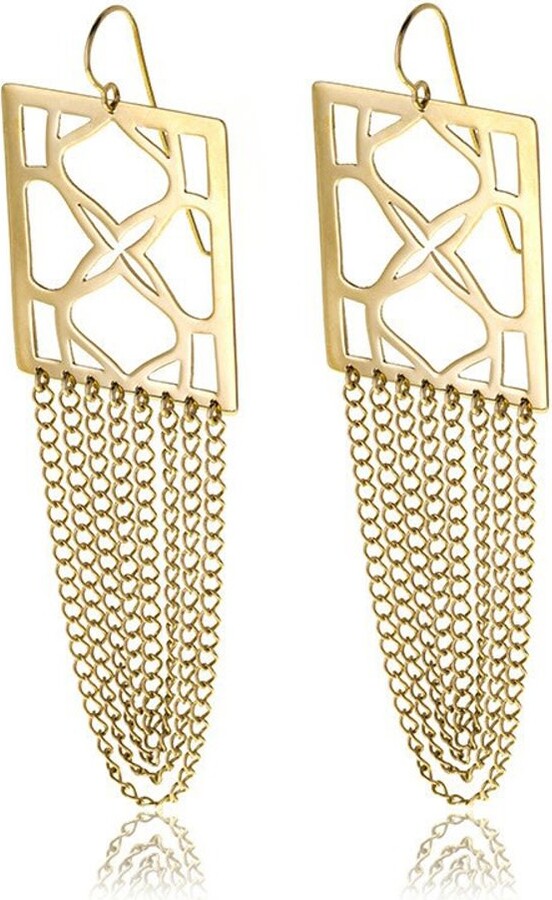Georgina Jewelry Gold Signature Runway Rectangle Earrings