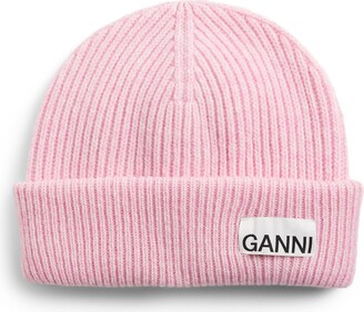Ganni Wool-Blend Light Structured Rib Knit Beanie