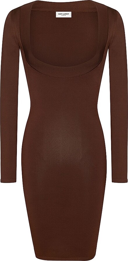 Women's Décolleté Dress in Knit - Chocolate - Size Small
