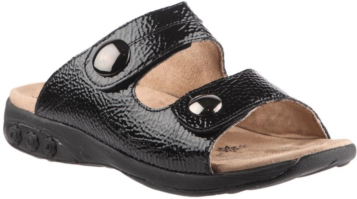 therafit eva women's leather adjustable strap slip on sandal