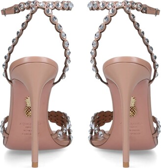 【AQUAZZURA】105 crystal-embellished lace-up suede サンダル AQUAZZURA Tequila 105 crystal-embellished leather sandals