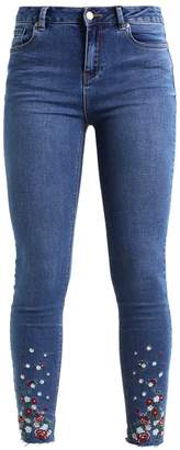 New Look EMBROIDERED FLORAL SKINNY Jeans Skinny Fit mid blue