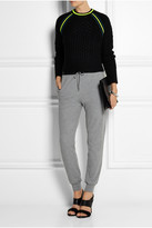 Thumbnail for your product : Alexander Wang T by Neon-trimmed cropped cable-knit sweater