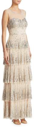 Aidan Mattox Embellished Tiered Gown