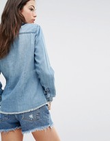 Thumbnail for your product : Only Denim Shirt with Raw Hem & Rips