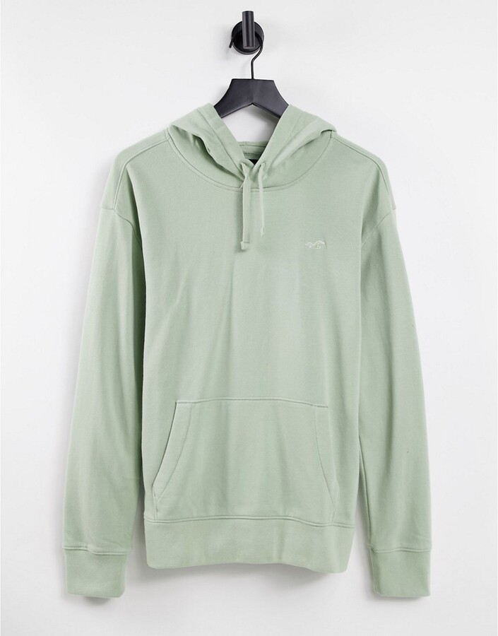 Hollister icon logo hoodie in sage green - ShopStyle