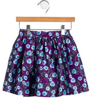 Oscar de la Renta Girls' Floral Silk-Blend Skirt w/ Tags violet Girls' Floral Silk-Blend Skirt w/ Tags