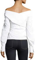 Thumbnail for your product : Theory Bateau-Neck Wrapped Stretch-Cotton Top