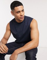 Thumbnail for your product : ASOS DESIGN organic relaxed sleeveless t-shirt with dropped armhole in navy