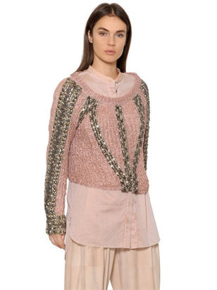 Trussardi Embellished Raffia Knit Sweater