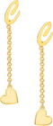 Personalized Planet Women's Script Initial Earring with Heart Dangle Button Drop Earrings