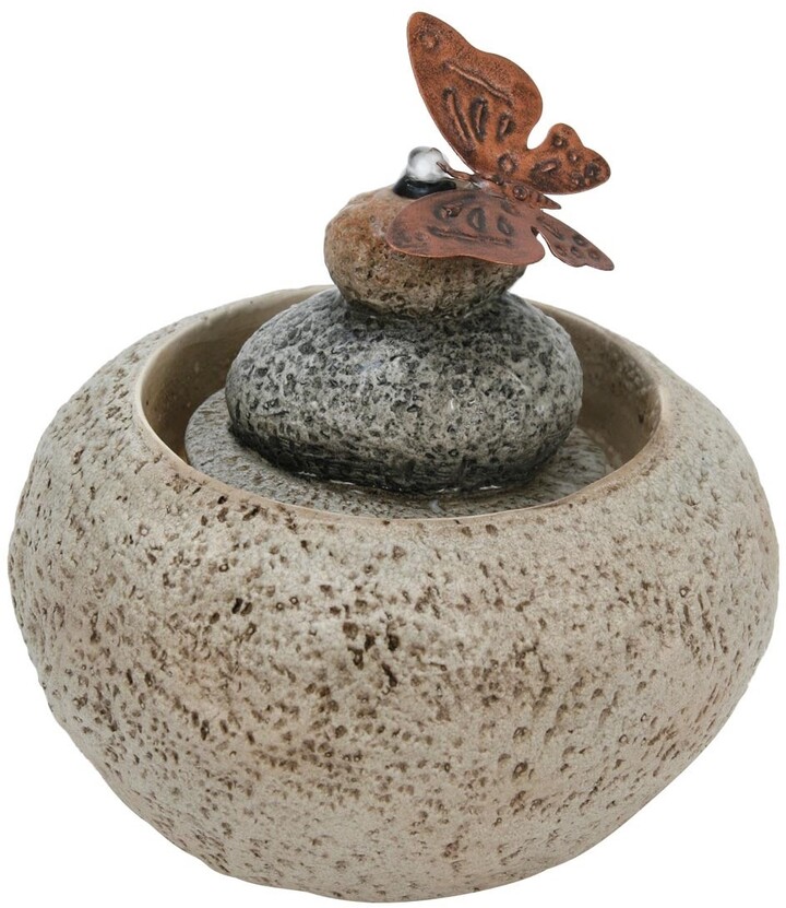 Bed Bath & Beyond Foreside Home and Garden Foreside Home & Garden Butterfly  On Rock Indoor Water Fountain With Pump - 7x7x7