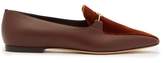 Thumbnail for your product : Burberry Tb-monogram Leather And Velvet Horsebit Loafers - Womens - Brown