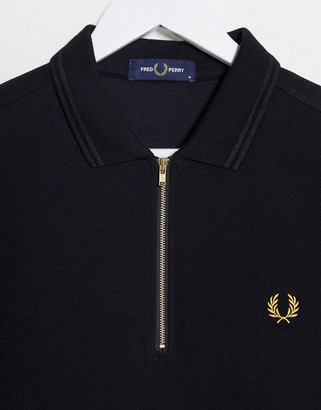 Fred Perry half zip polo in black - ShopStyle