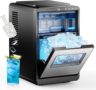 Euhomy 30Lbs. Daily Countertop Clear Crescent Ice Maker – Sleek Design, Crystal-Clear Ice