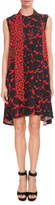 Thumbnail for your product : Givenchy Sleeveless Leopard-Print Scarf-Neck Oversized Silk Crepe Dress