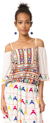 Pia Pauro Open Shoulder Embroidered Dress