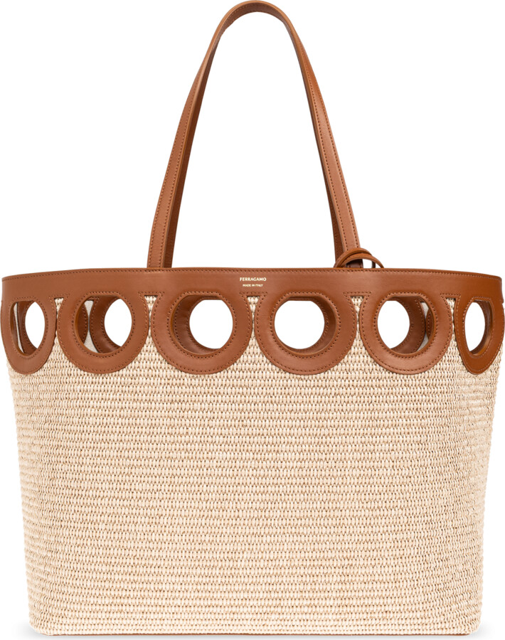 Ferragamo Shopper Bag `Gancio Medium`  - Beige