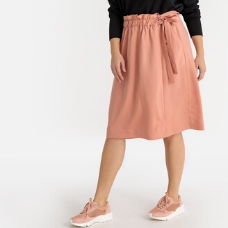 Castaluna Plus Size Wrapover Mid-Length Skirt with Tie-Waist