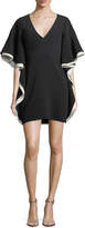 Thumbnail for your product : Halston Colorblocked V-Neck A-line Cocktail Dress w/