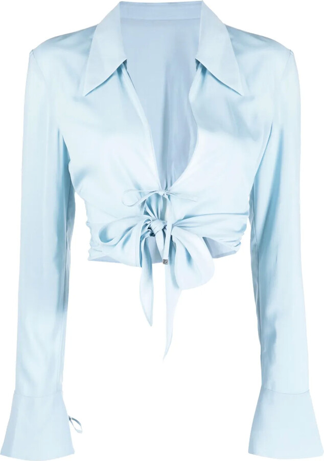 System Tie-Fastening Cropped Blouse