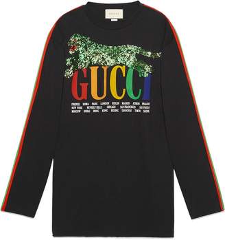 Gucci Cities T shirt with tiger
