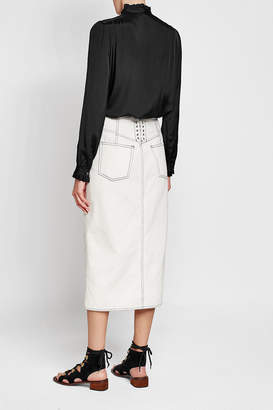 A.P.C. Crepe Blouse with Ruffled Trims