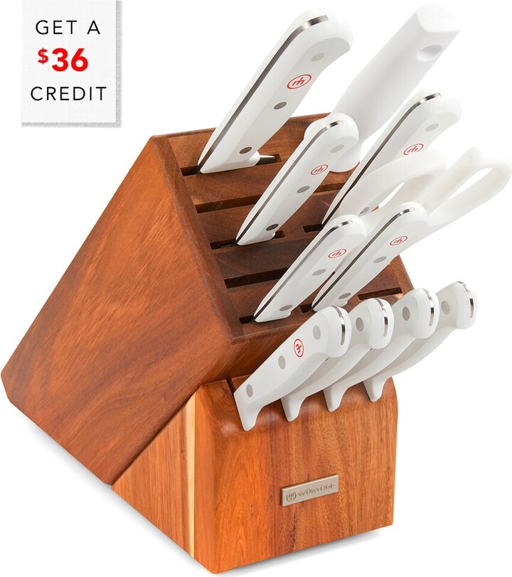 Wusthof Gourmet 12Pc White Knife Block Set With $36 Credit