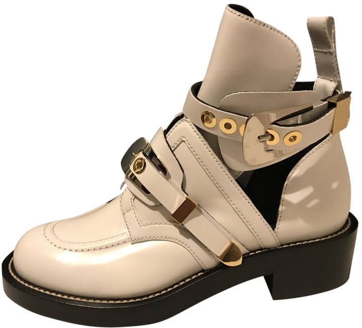 Balenciaga Ceinture White Leather Ankle boots - ShopStyle