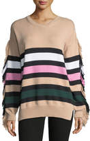 Thumbnail for your product : No.21 Crewneck Striped Knit Sweater with Fringed Trim