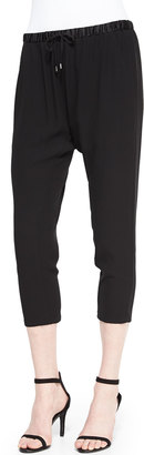 Eileen Fisher Georgette Crepe Cropped Slouchy Pants, Black