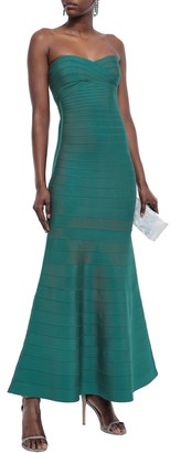 Herve Leger Strapless Fluted Bandage Gown