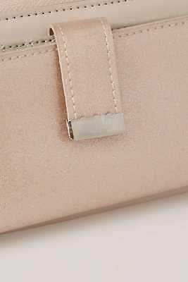 Yours Clothing YoursClothing Womens Purse With Glitter Card Holder Pouch Faux Leather Nude