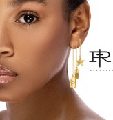 Thumbnail for your product : 18 Carat Gold Plated & Gold Glitter Razor Blade Pull Through Earring