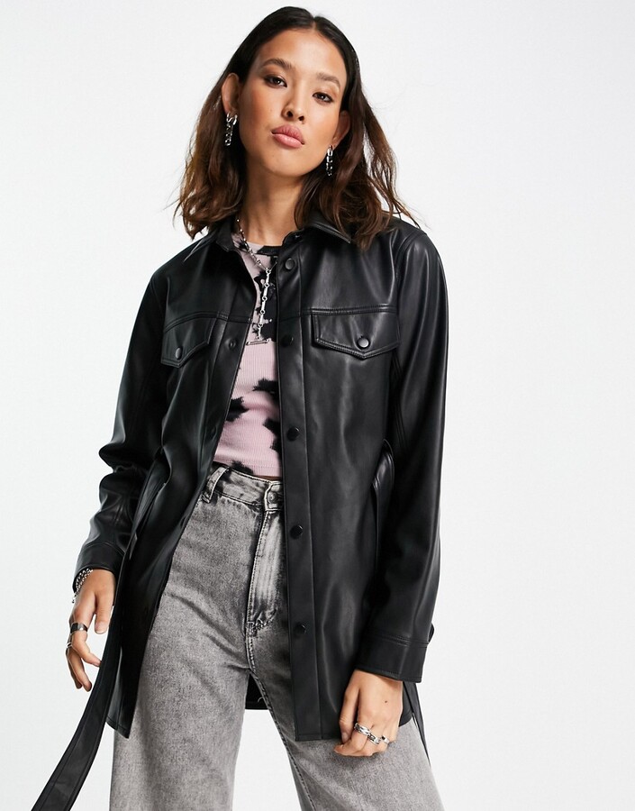 Topshop Women's Leather & Faux Leather Jackets | ShopStyle