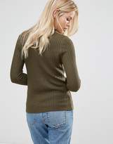 Thumbnail for your product : Brave Soul Grace Rib Turtleneck Sweater With Button Cuffs