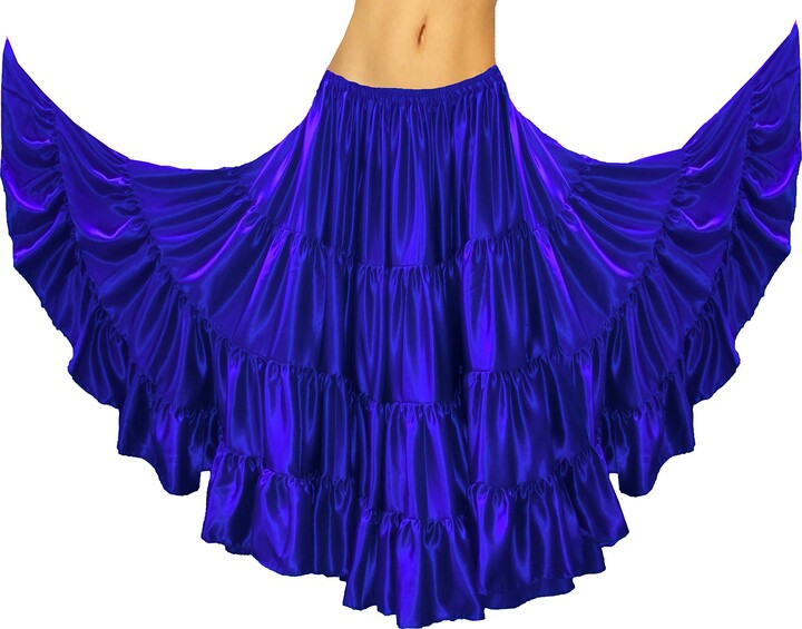 Meek Mercery Gypsy Tribal Women Satin 25 Yard 4 Tier Skirt for Belly