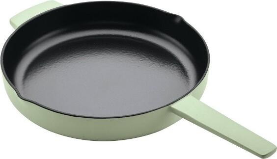 KitchenAid 12" Enameled Cast Iron Induction Skillet with Helper Handle and Pour Spouts Pistachio: Enamel Cookware