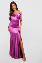 Thumbnail for your product : boohoo Bridesmaid Satin Ruffle Maxi Dress