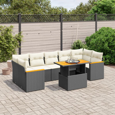 VidaXL Garden Sofa Set Black Cream White
