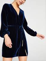 Thumbnail for your product : Whistles Lavone Silk Mix Velvet Wrap Dress - Dark Blue