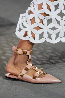 valentino garavani roman stud leather point toe flats