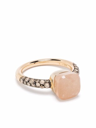 Pomellato 18kt rose gold petit Nudo moonstone and diamond ring